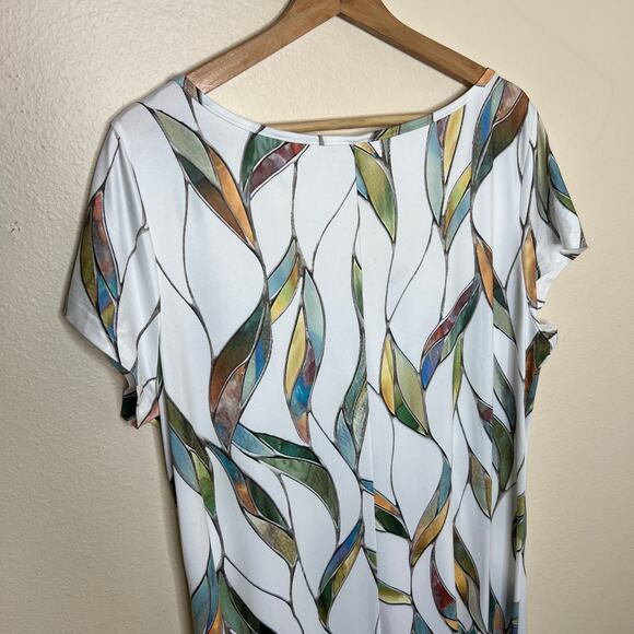 Noracora Stetchy White Leaf Print Maxi Dress XXL - Picture 6 of 11